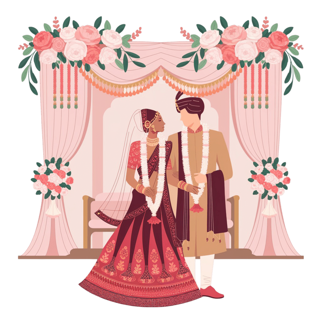 Maharashtrian wedding illustration